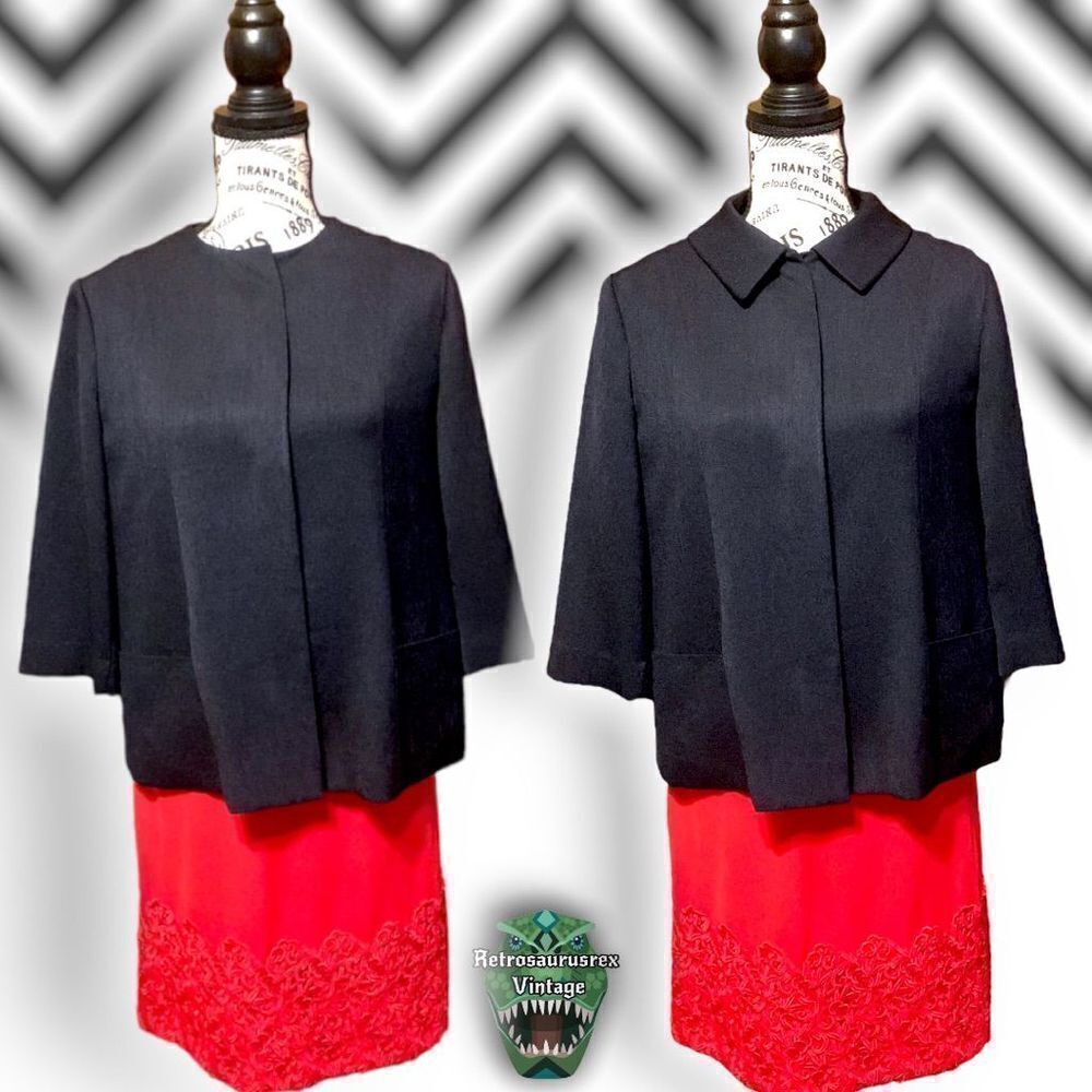 VINTAGE Ivy House by Shinsegae Midnight Blue Convertible Collar Blazer Cape Swin
